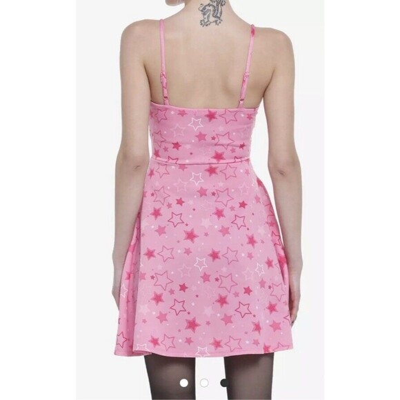 Hot Topic Womens S Hot Pink Stars Strappy Tank Dress Barbiecore - Picture 2 of 6